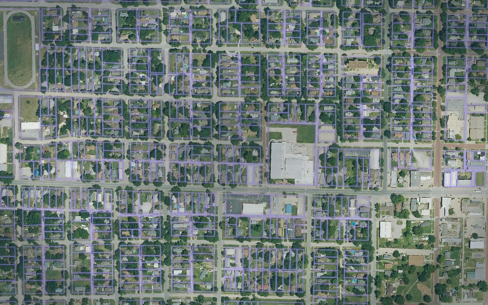 Parcel boundaries over aerial imagery of Neosho County, Kansas