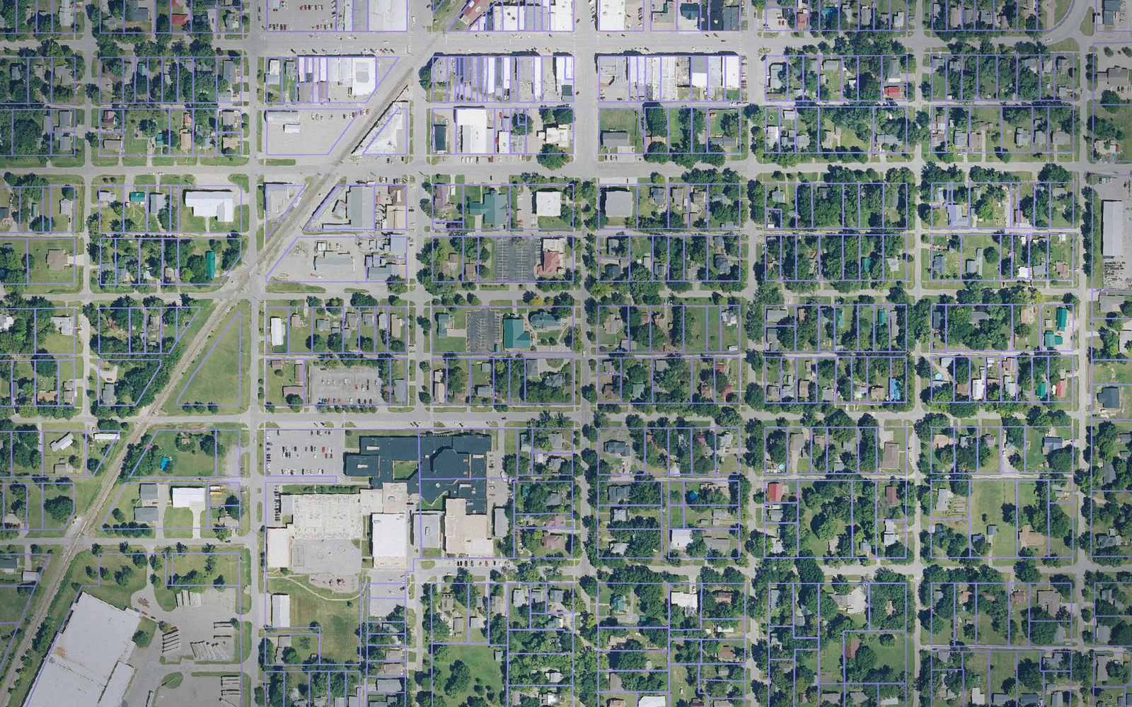 Parcel boundaries over aerial imagery of Osage County, Kansas