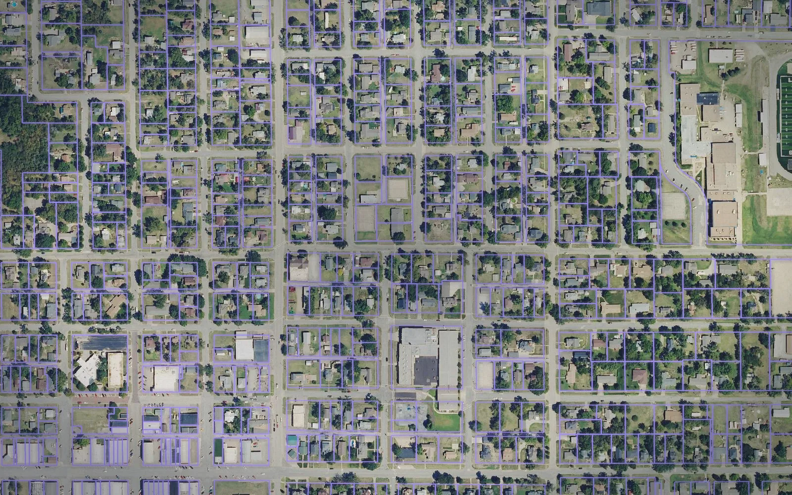 Parcel boundaries over aerial imagery of Ottawa County, Kansas