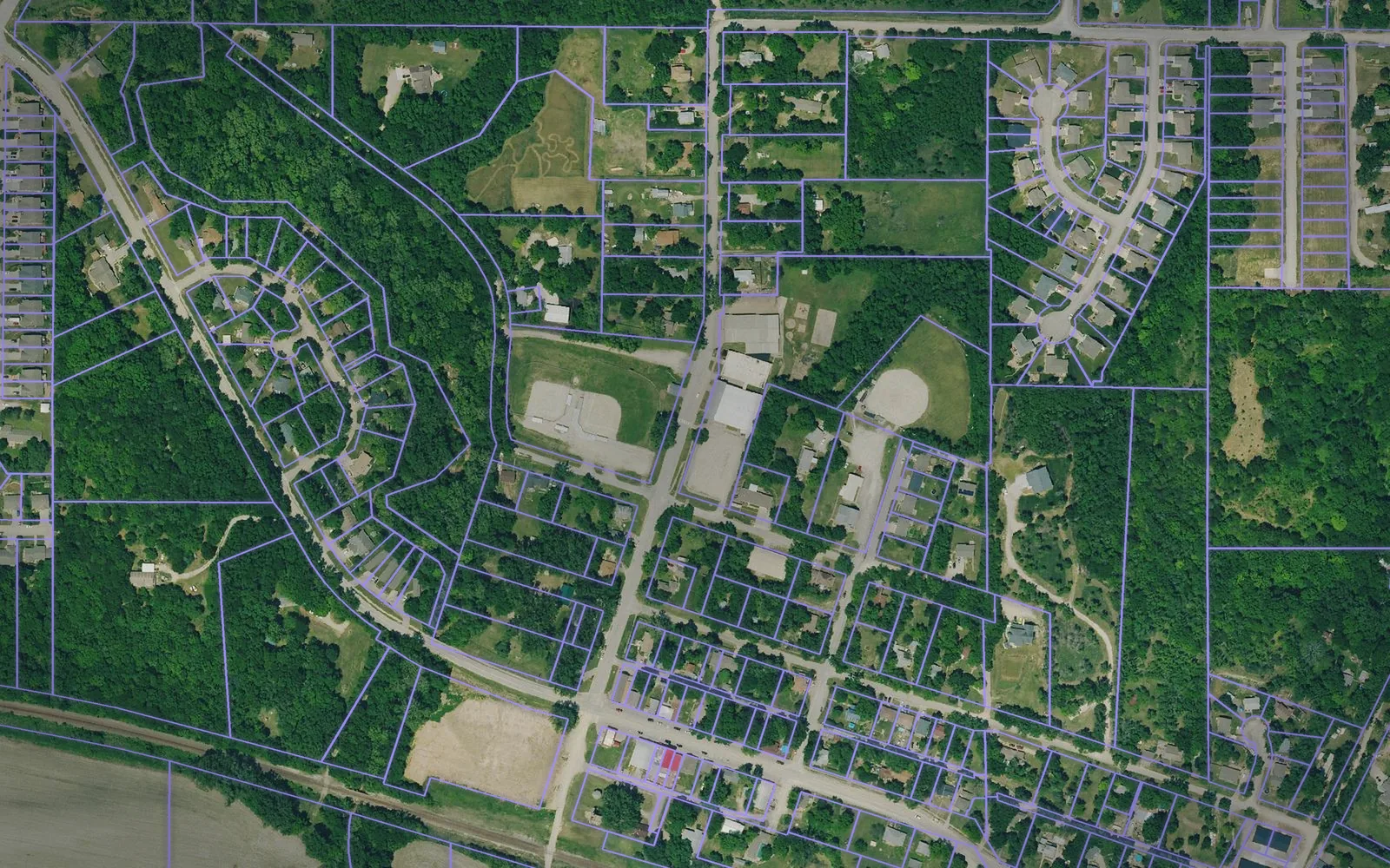 Parcel boundaries over aerial imagery of Pottawatomie County, Kansas