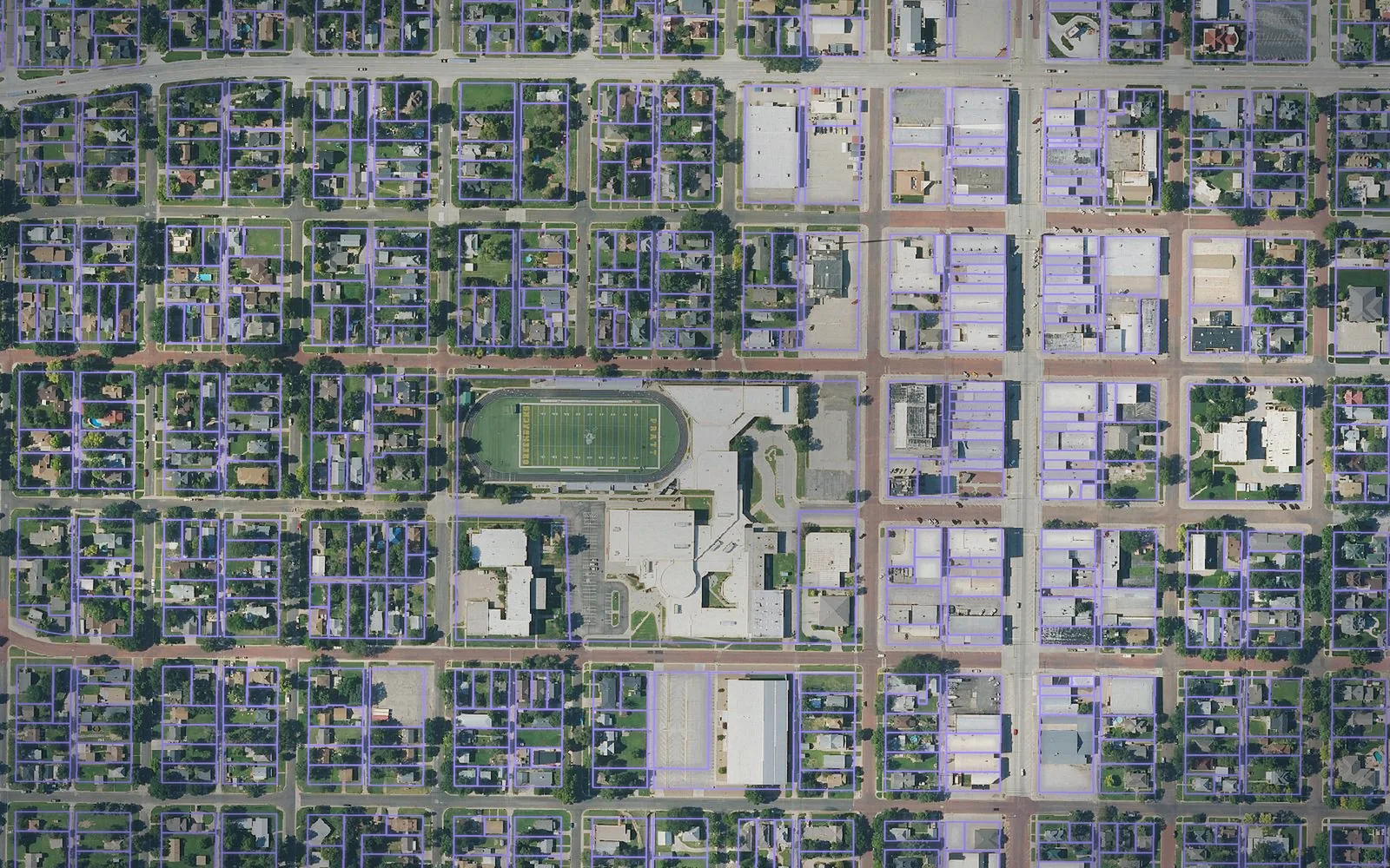 Parcel boundaries over aerial imagery of Pratt County, Kansas