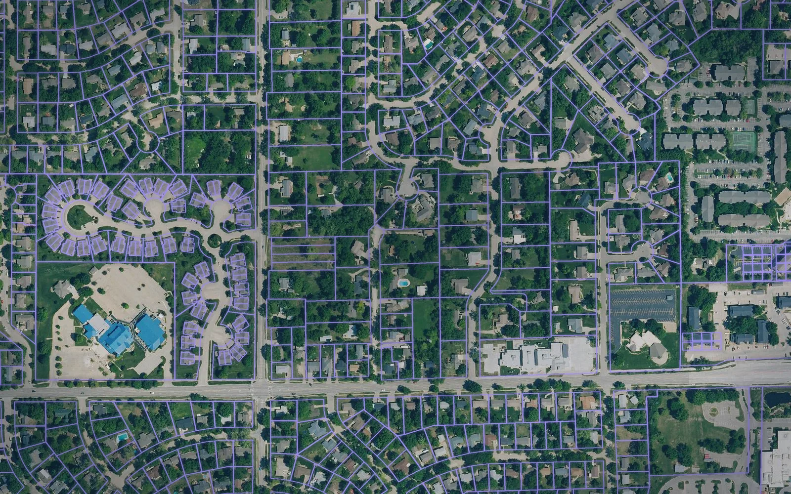 Parcel boundaries over aerial imagery of Riley County, Kansas