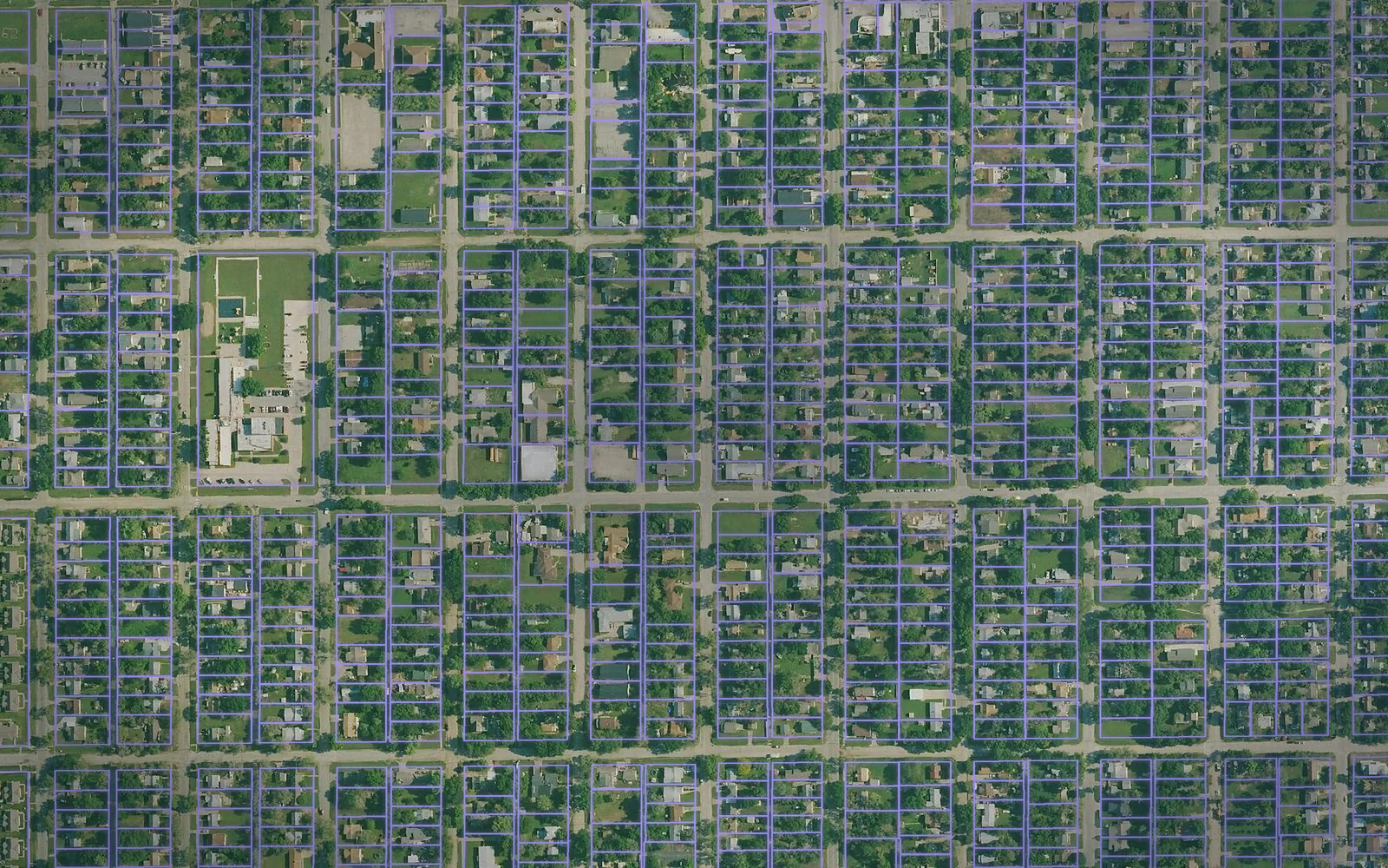 Parcel boundaries over aerial imagery of Sedgwick County, Kansas