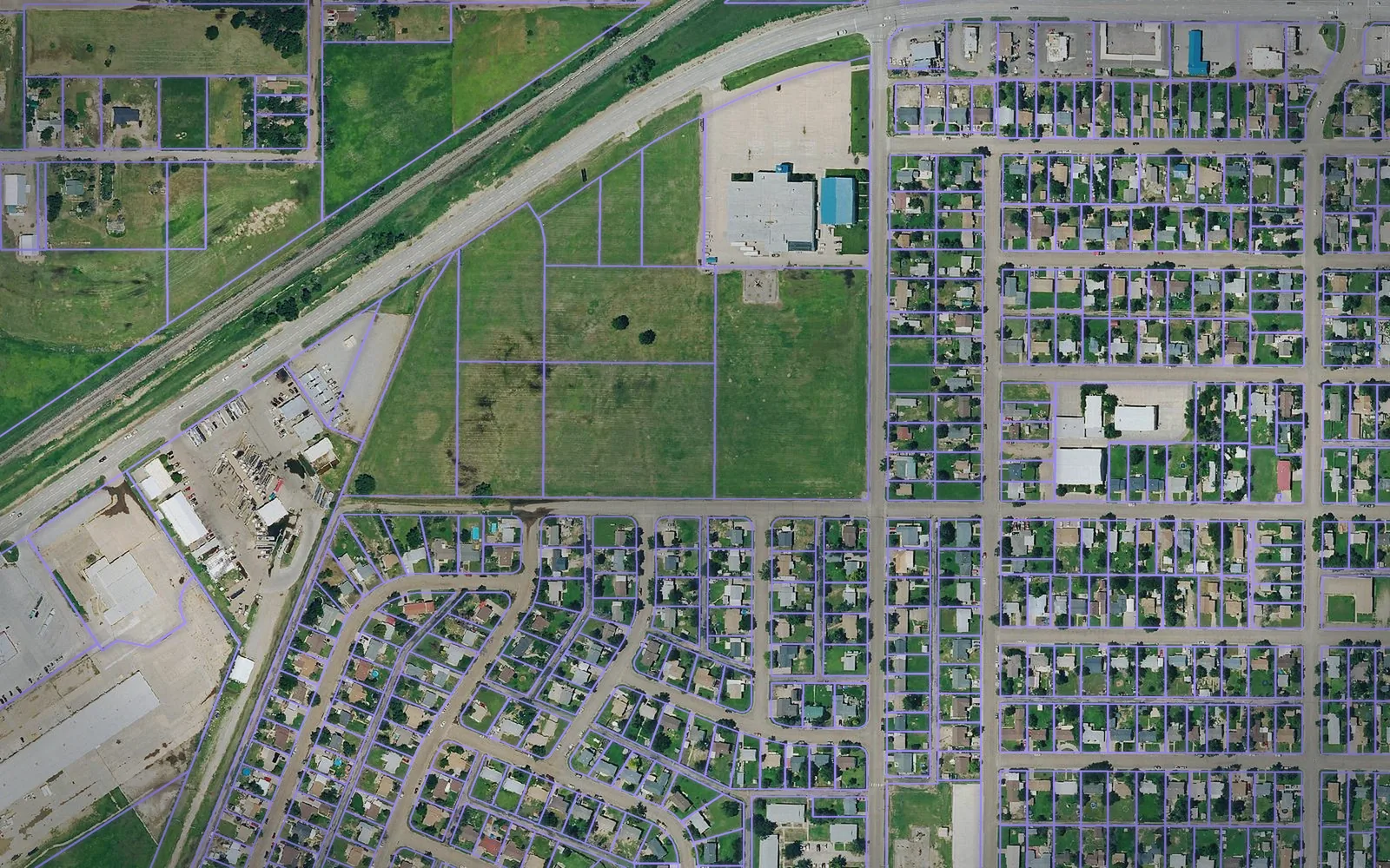 Parcel boundaries over aerial imagery of Seward County, Kansas