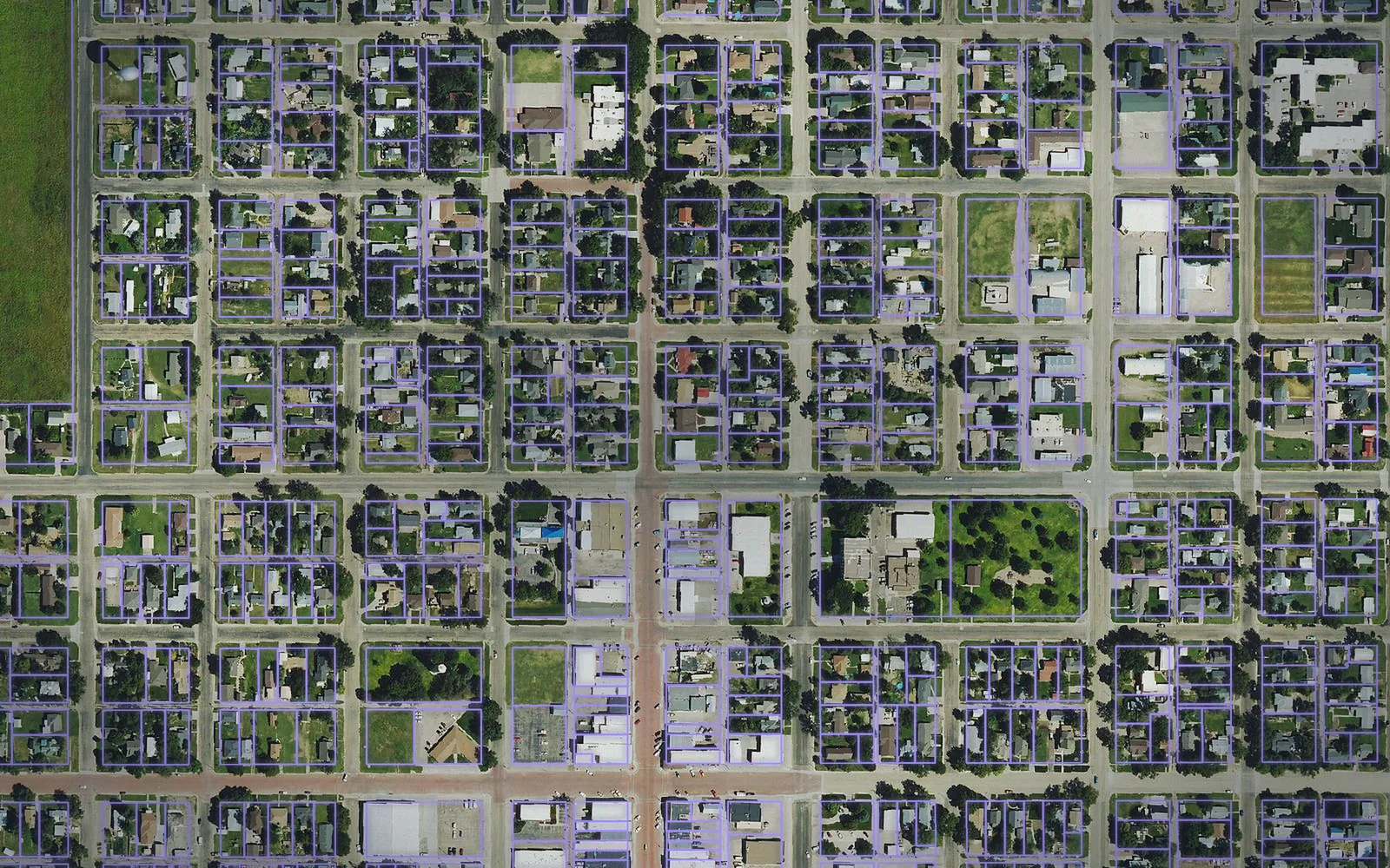 Parcel boundaries over aerial imagery of Sherman County, Kansas