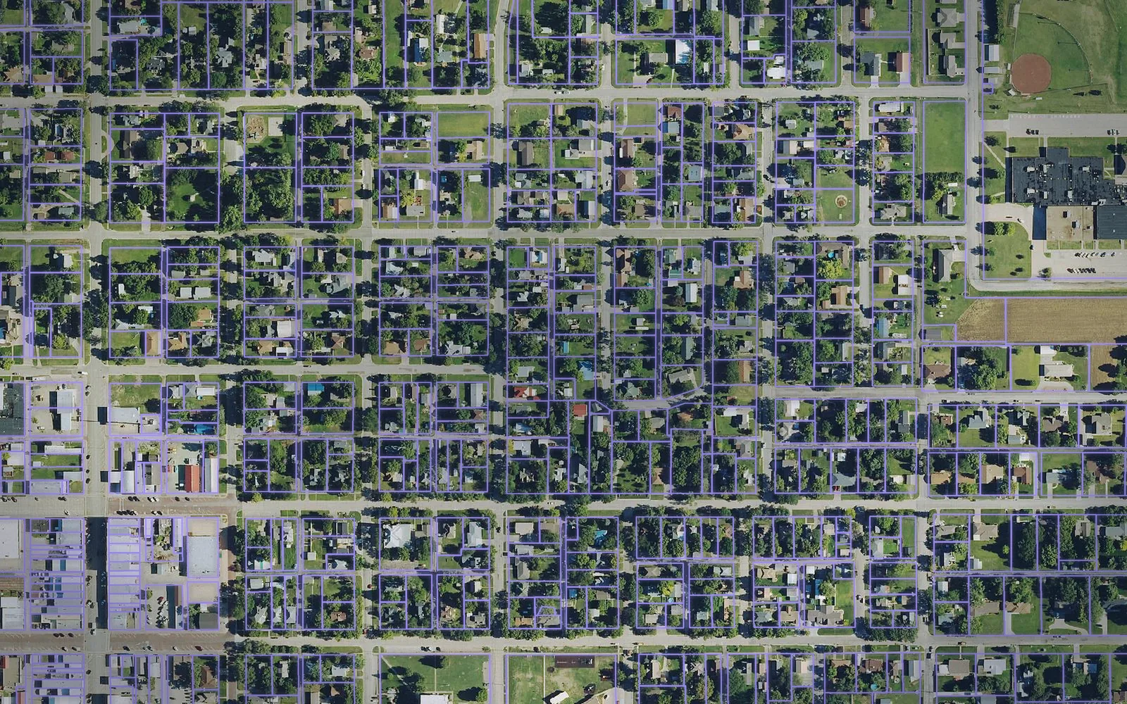 Parcel boundaries over aerial imagery of Smith County, Kansas