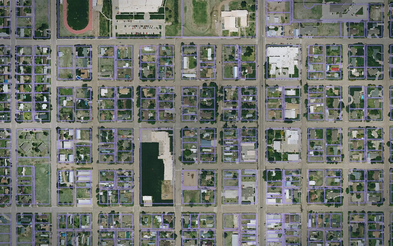 Parcel boundaries over aerial imagery of Stanton County, Kansas