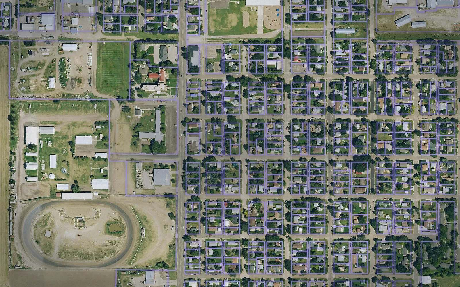 Parcel boundaries over aerial imagery of Thomas County, Kansas