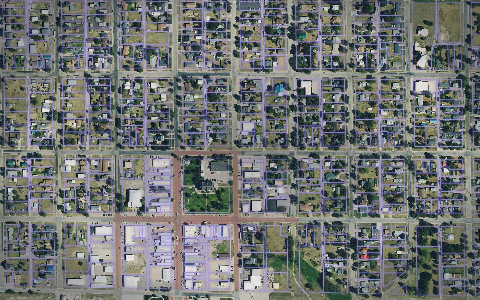 Parcel boundaries over aerial imagery of Trego County, Kansas