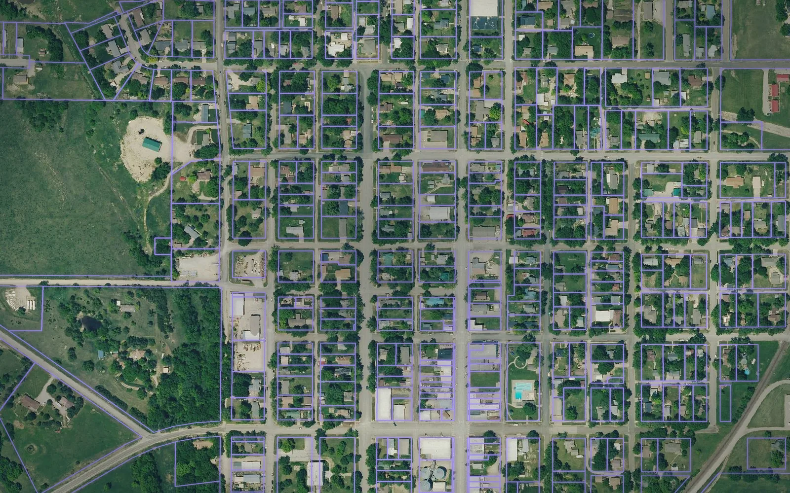 Parcel boundaries over aerial imagery of Wabaunsee County, Kansas