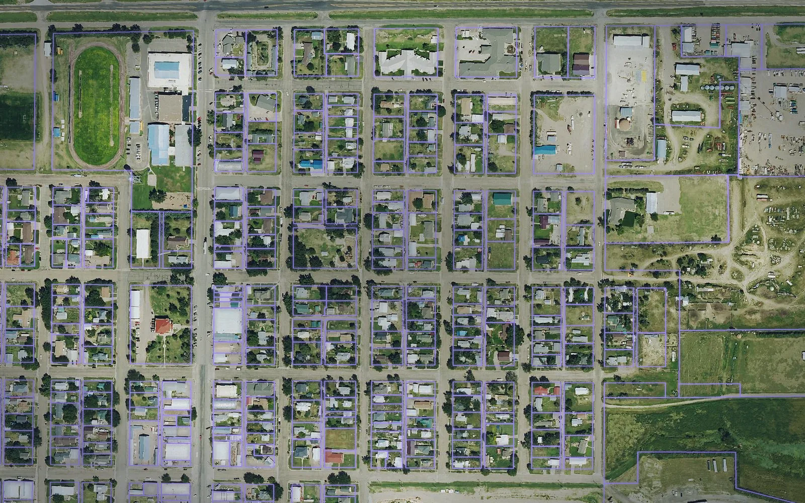Parcel boundaries over aerial imagery of Wallace County, Kansas