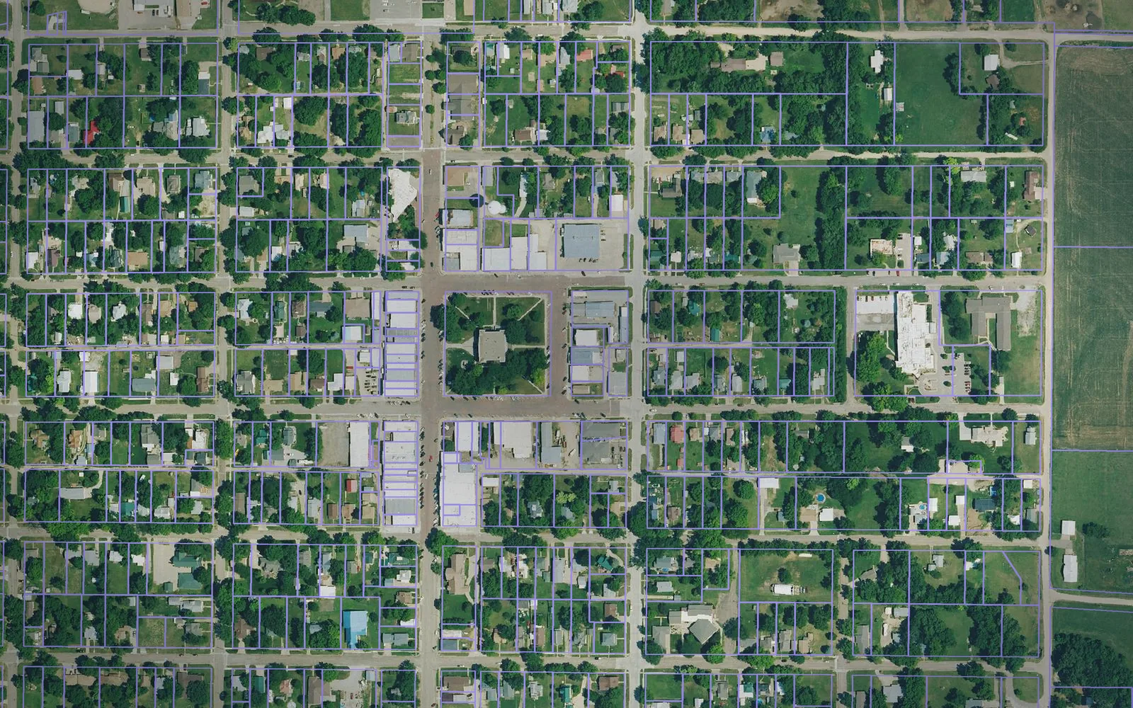 Parcel boundaries over aerial imagery of Washington County, Kansas