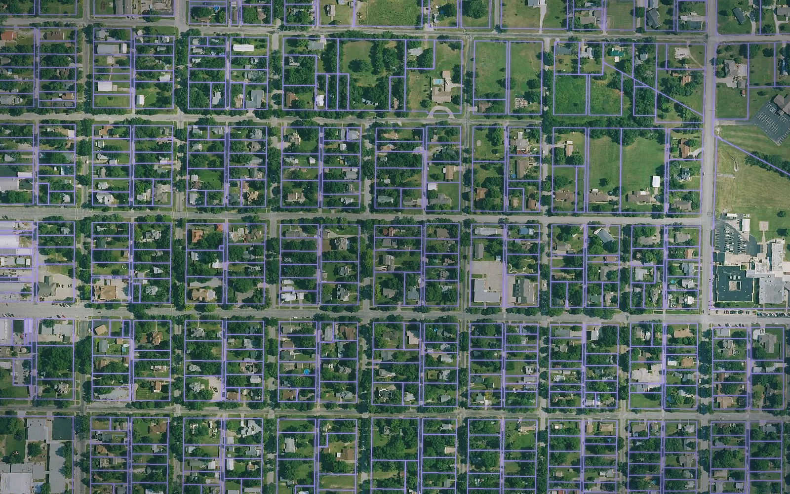 Parcel boundaries over aerial imagery of Wilson County, Kansas