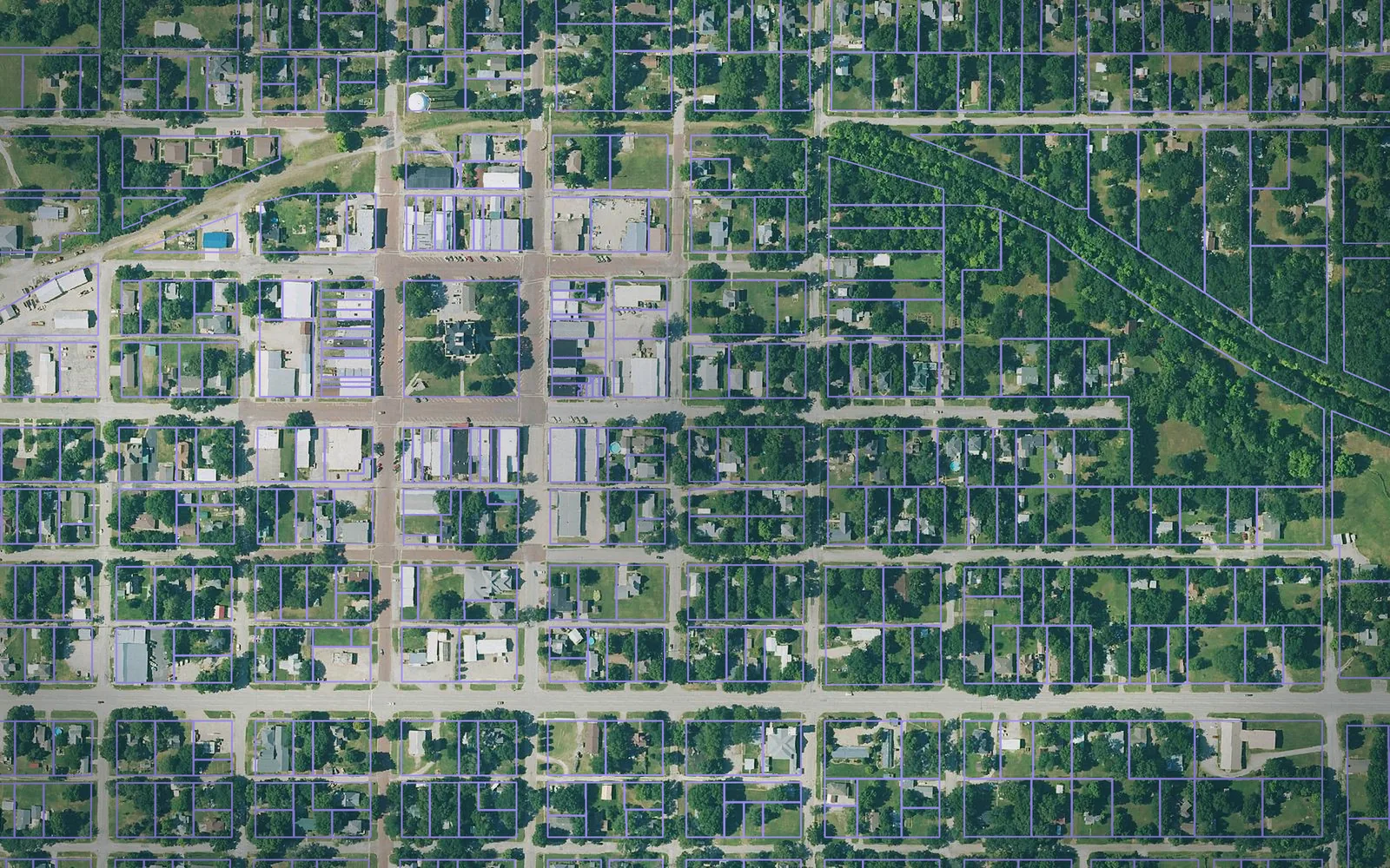 Parcel boundaries over aerial imagery of Woodson County, Kansas