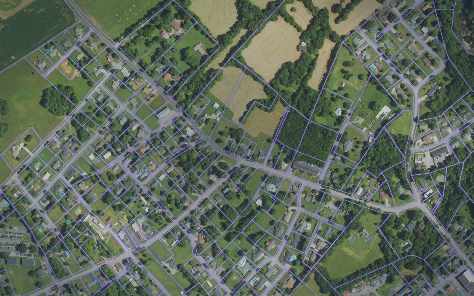 Parcel boundaries over aerial imagery of Adair County, Kentucky