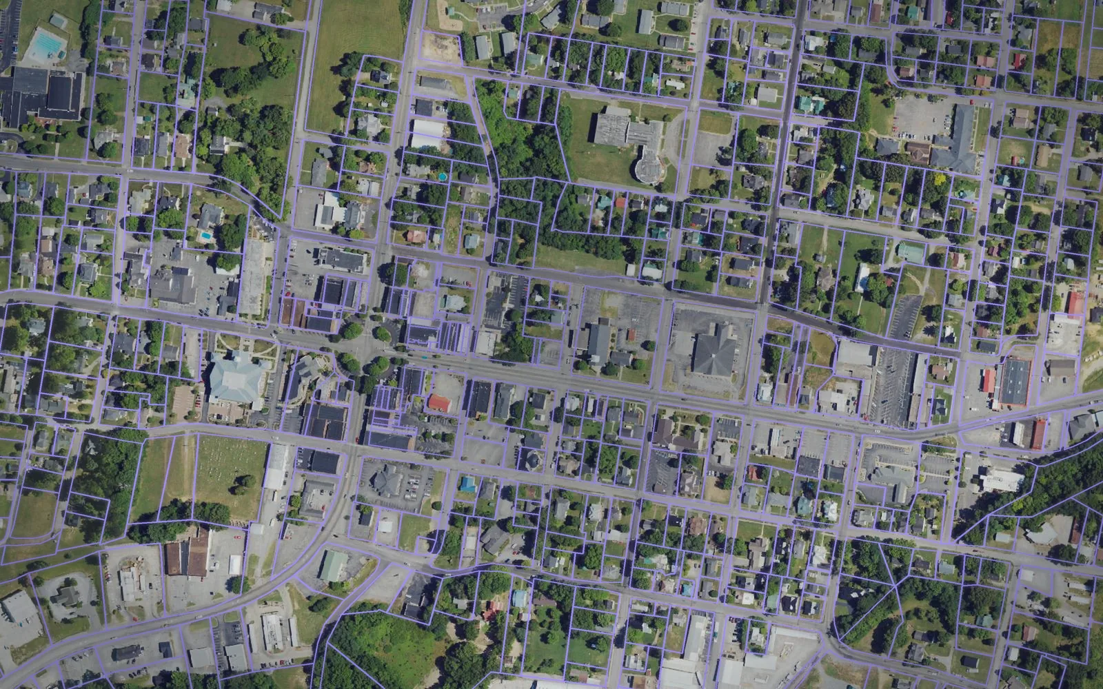 Parcel boundaries over aerial imagery of Allen County, Kentucky