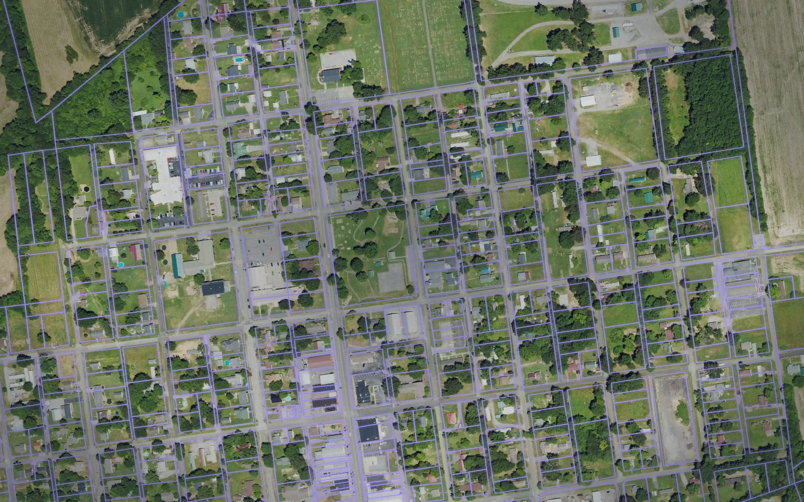 Parcel boundaries over aerial imagery of Ballard County, Kentucky