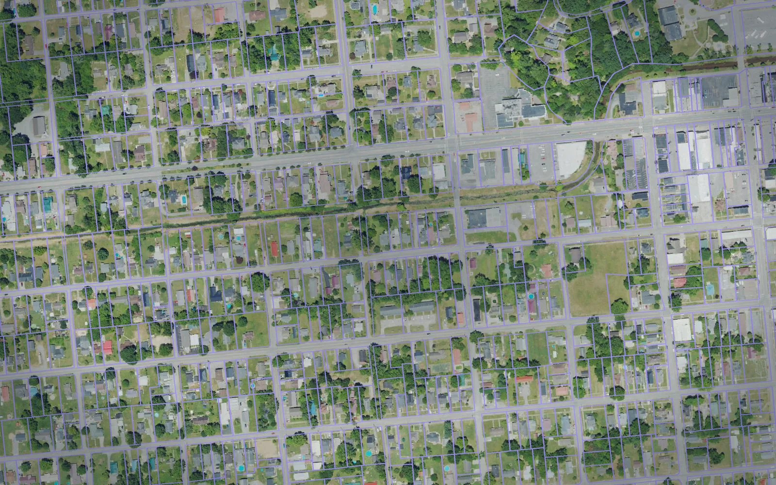 Parcel boundaries over aerial imagery of Bell County, Kentucky