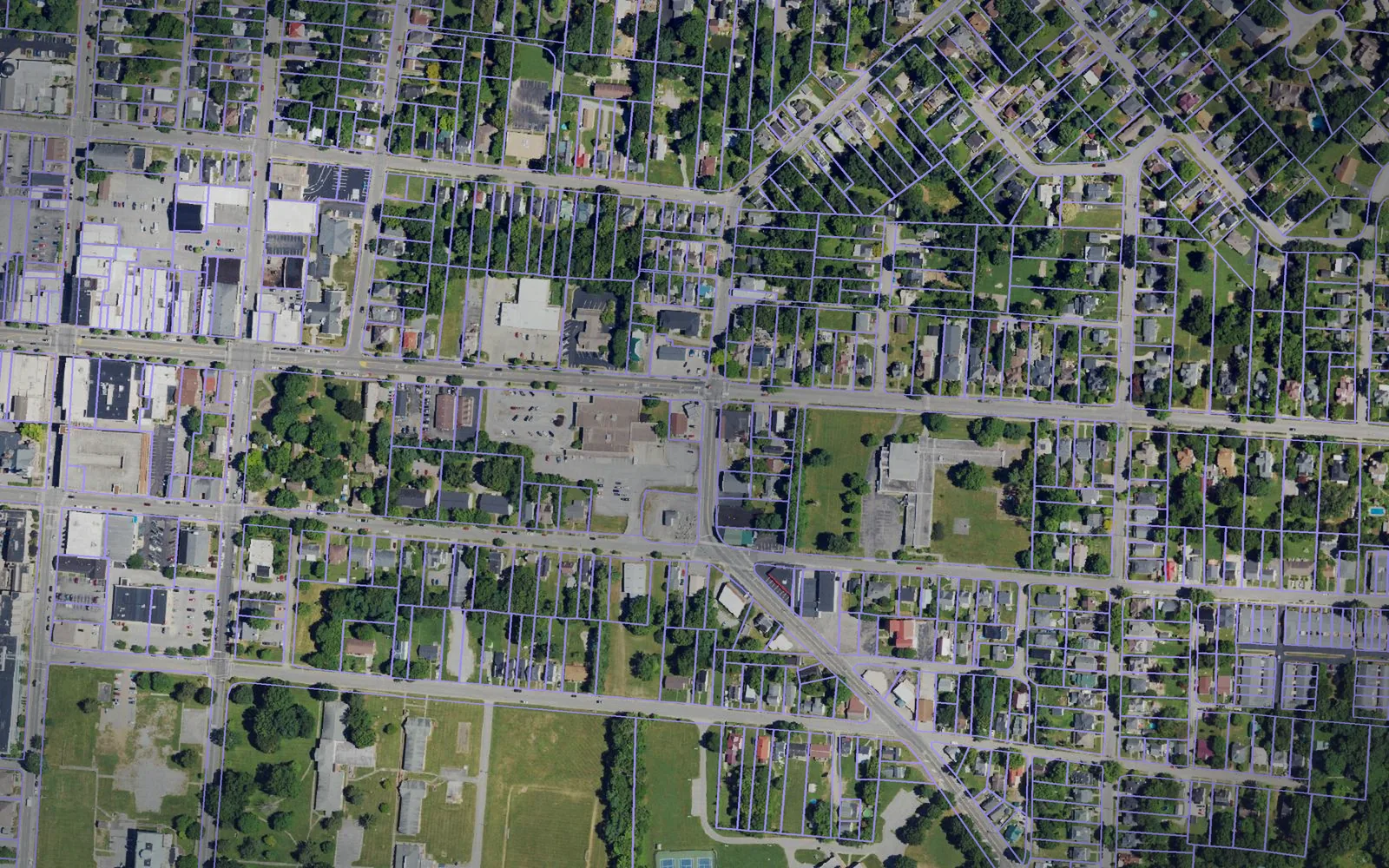 Parcel boundaries over aerial imagery of Boyle County, Kentucky