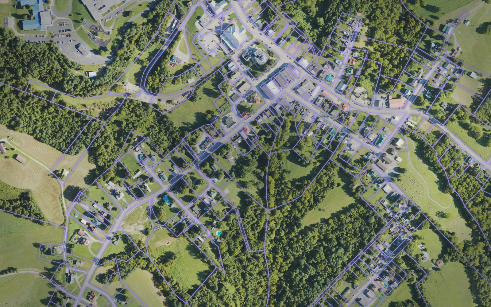 Parcel boundaries over aerial imagery of Bracken County, Kentucky
