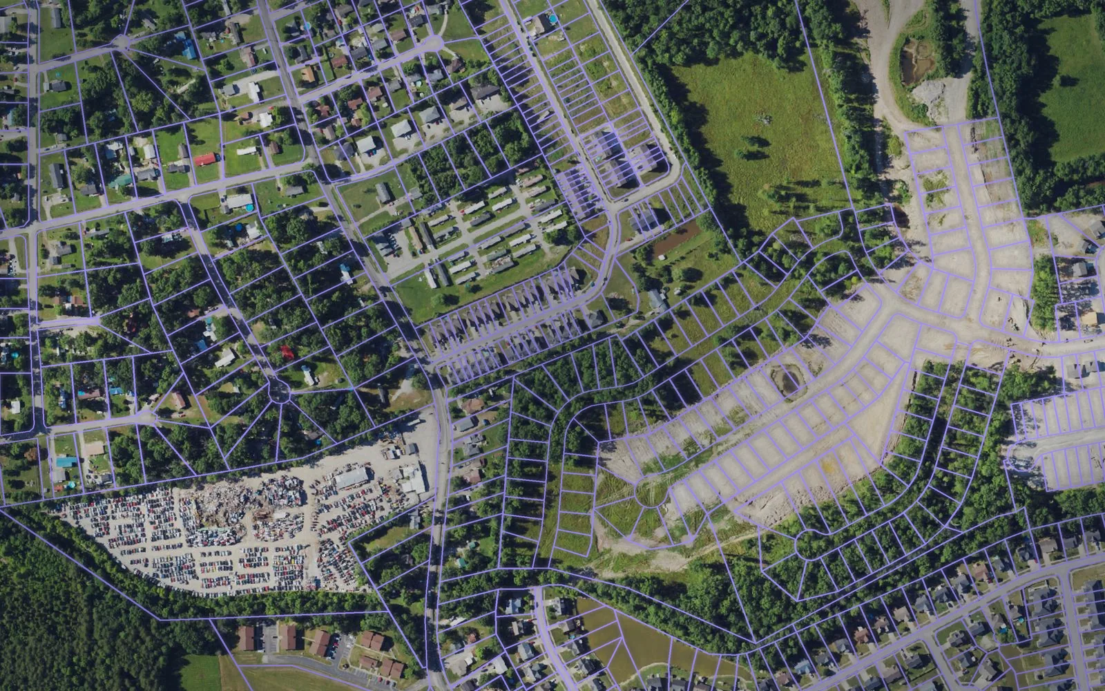 Parcel boundaries over aerial imagery of Bullitt County, Kentucky