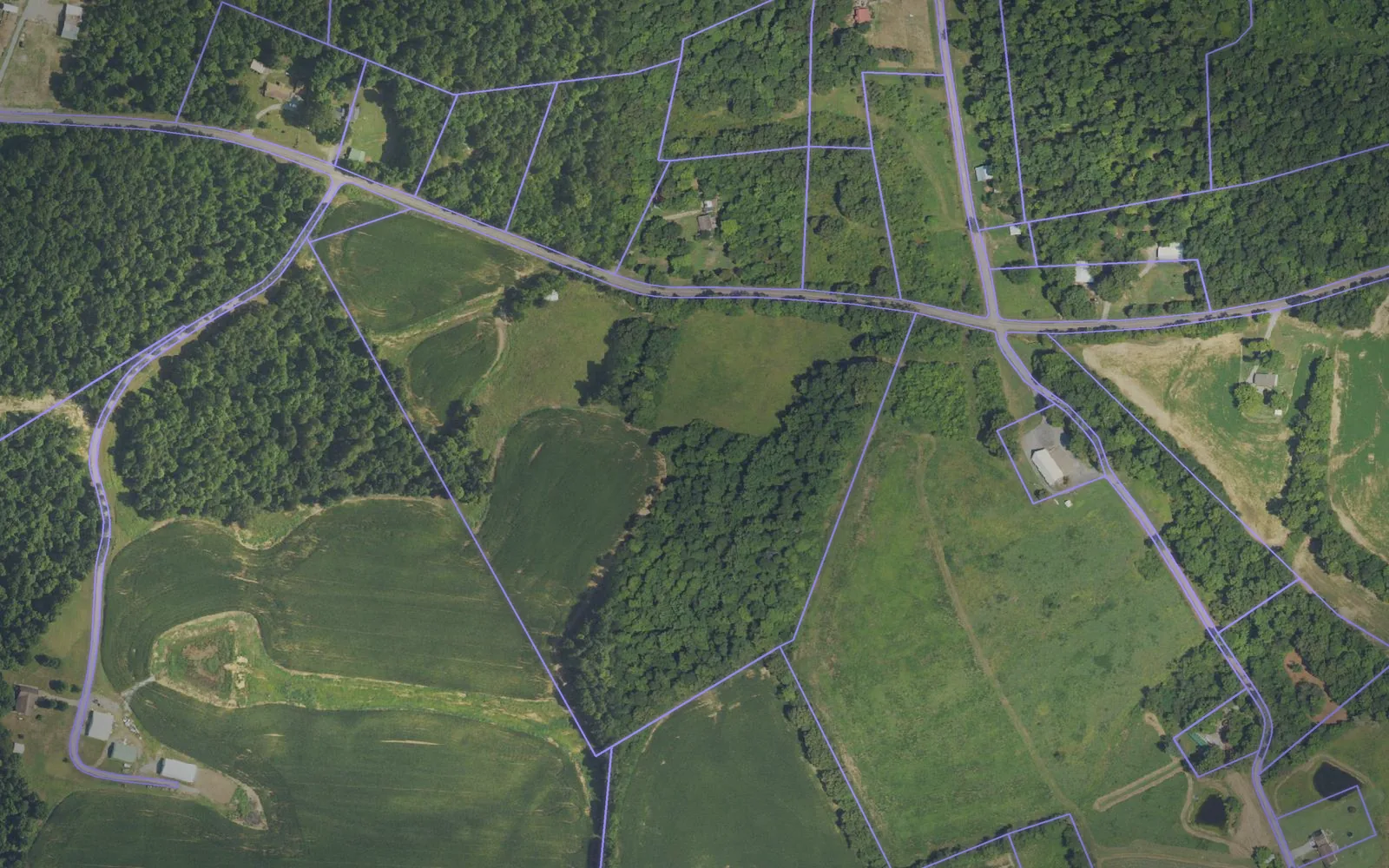 Parcel boundaries over aerial imagery of Caldwell County, Kentucky