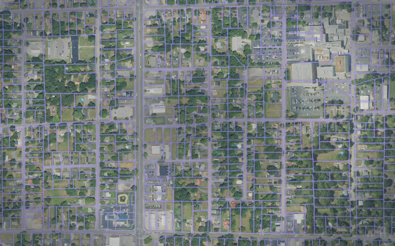 Parcel boundaries over aerial imagery of Calloway County, Kentucky