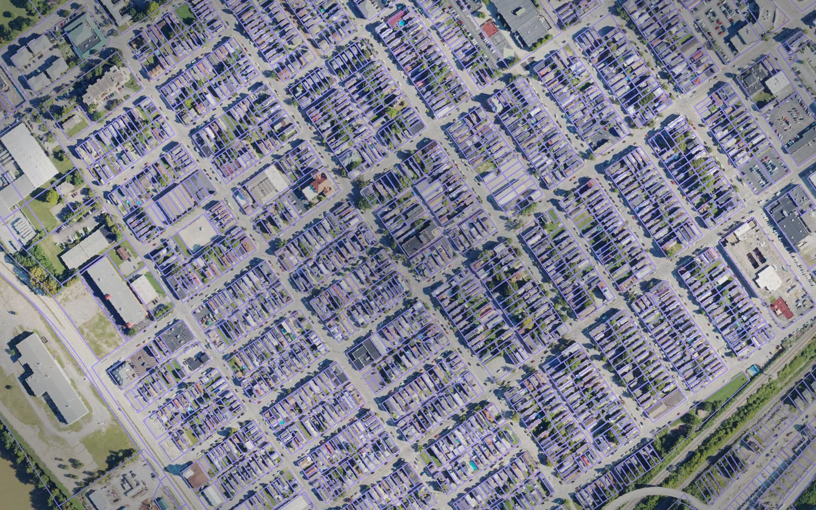 Parcel boundaries over aerial imagery of Campbell County, Kentucky
