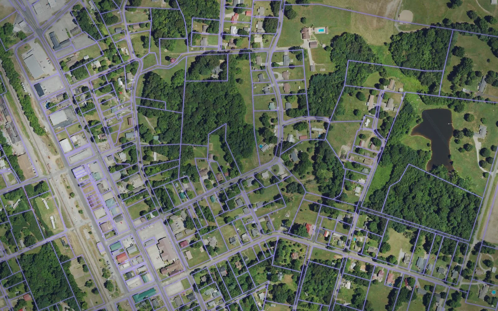 Parcel boundaries over aerial imagery of Carlisle County, Kentucky