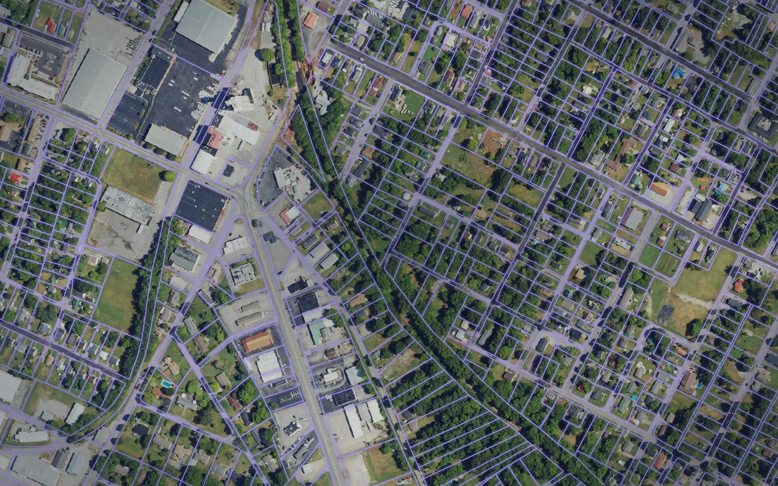 Parcel boundaries over aerial imagery of Christian County, Kentucky