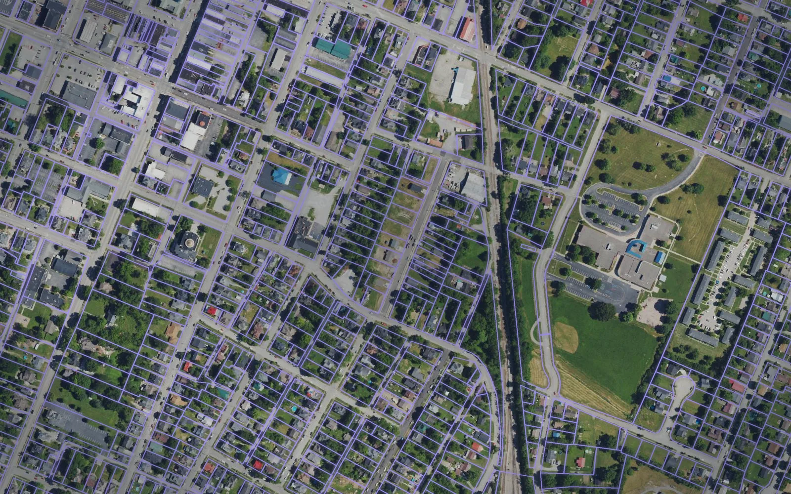 Parcel boundaries over aerial imagery of Clark County, Kentucky