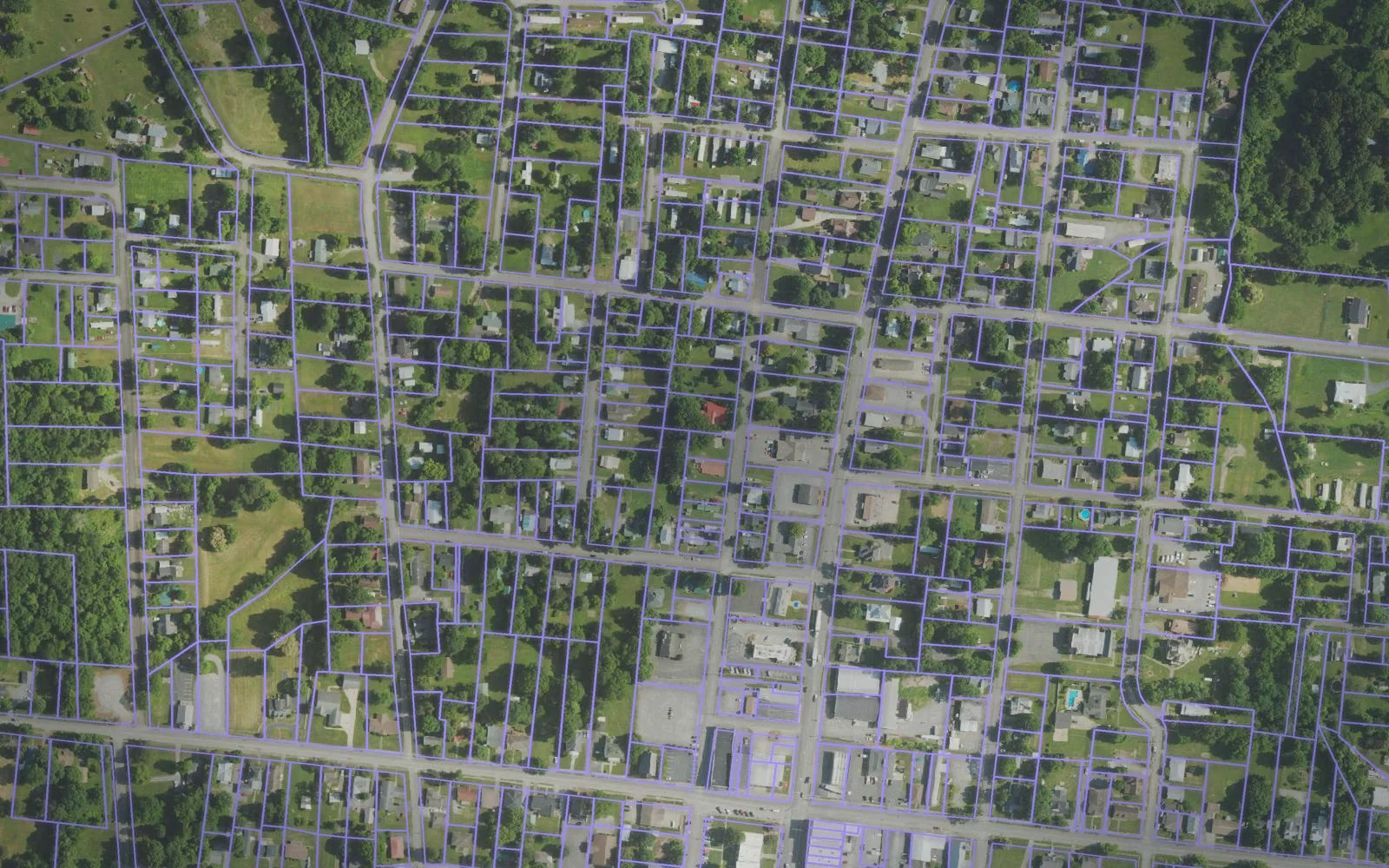 Parcel boundaries over aerial imagery of Crittenden County, Kentucky