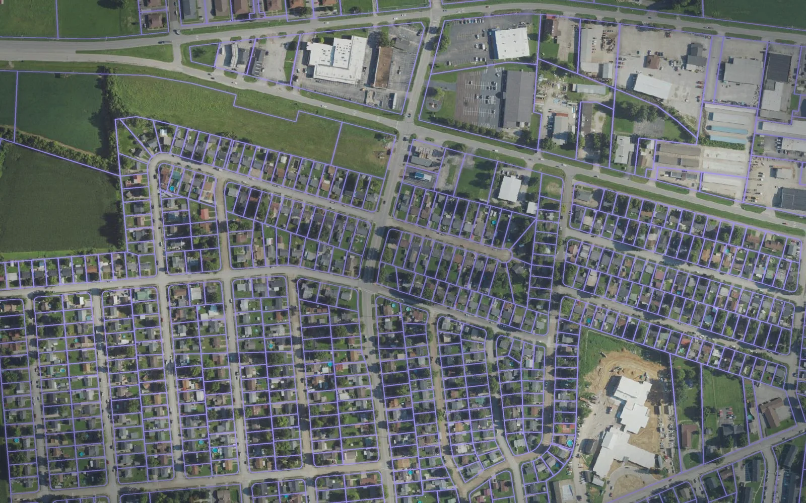 Parcel boundaries over aerial imagery of Daviess County, Kentucky