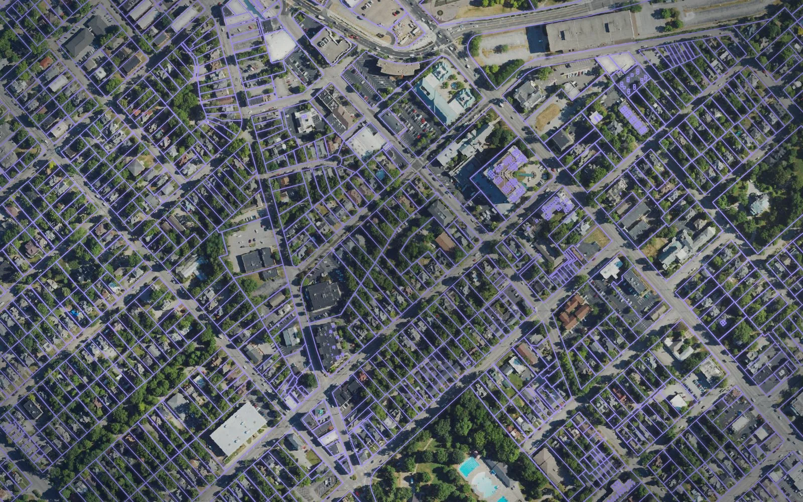 Parcel boundaries over aerial imagery of Fayette County, Kentucky