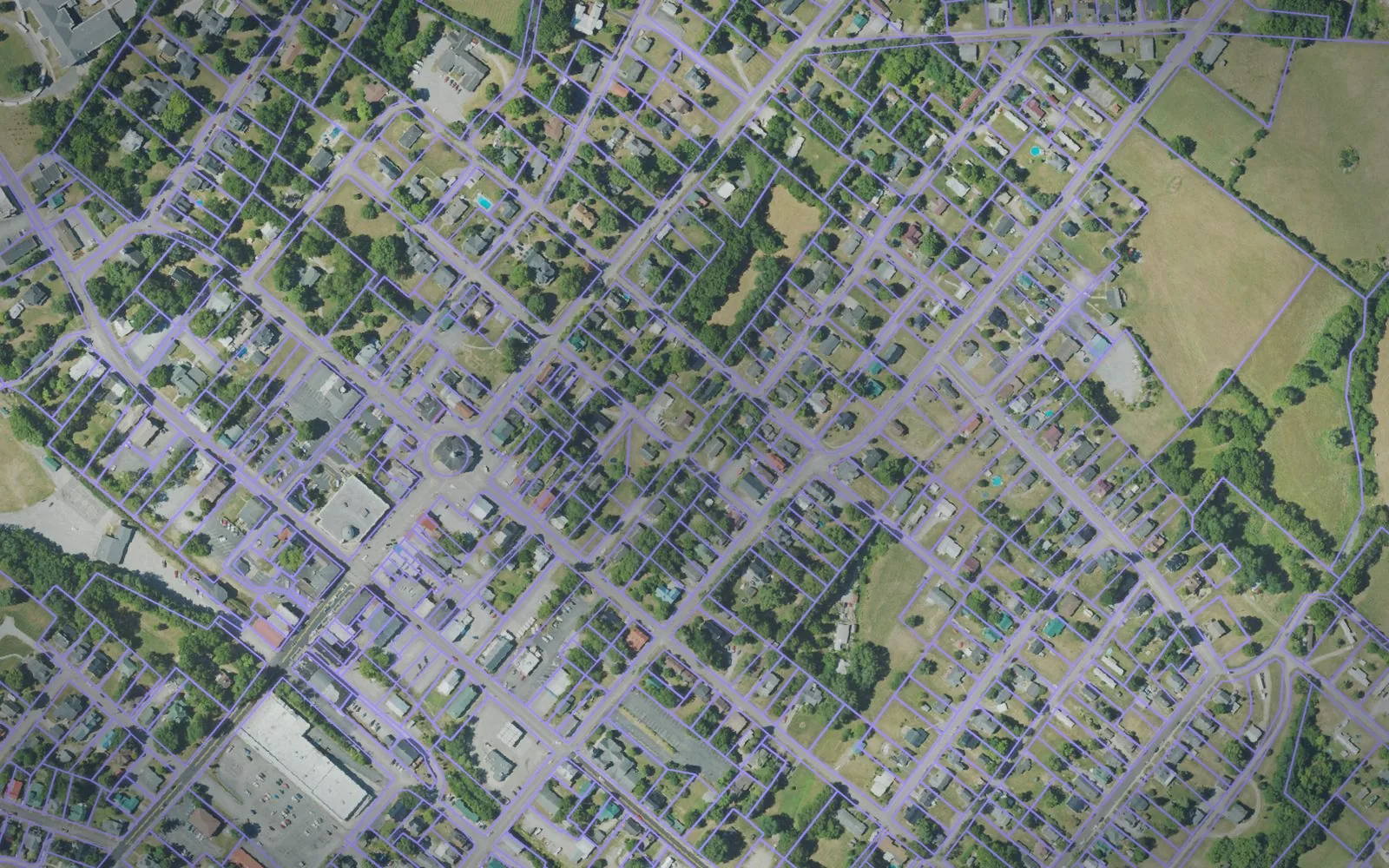 Parcel boundaries over aerial imagery of Fleming County, Kentucky
