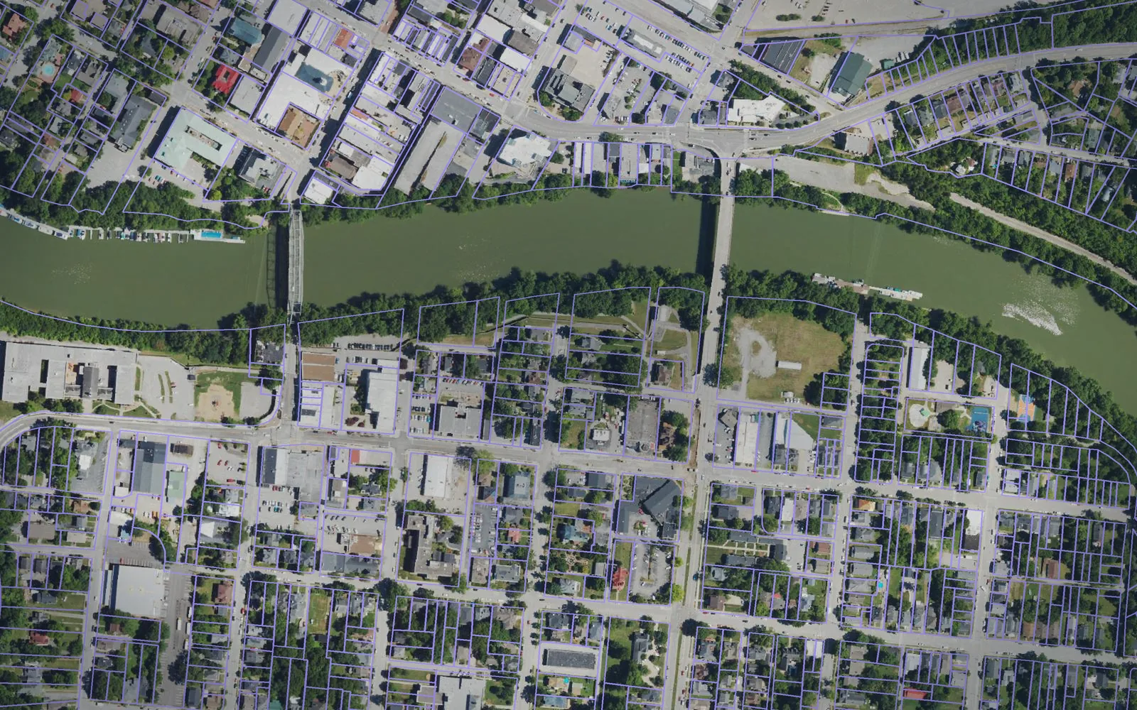 Parcel boundaries over aerial imagery of Franklin County, Kentucky