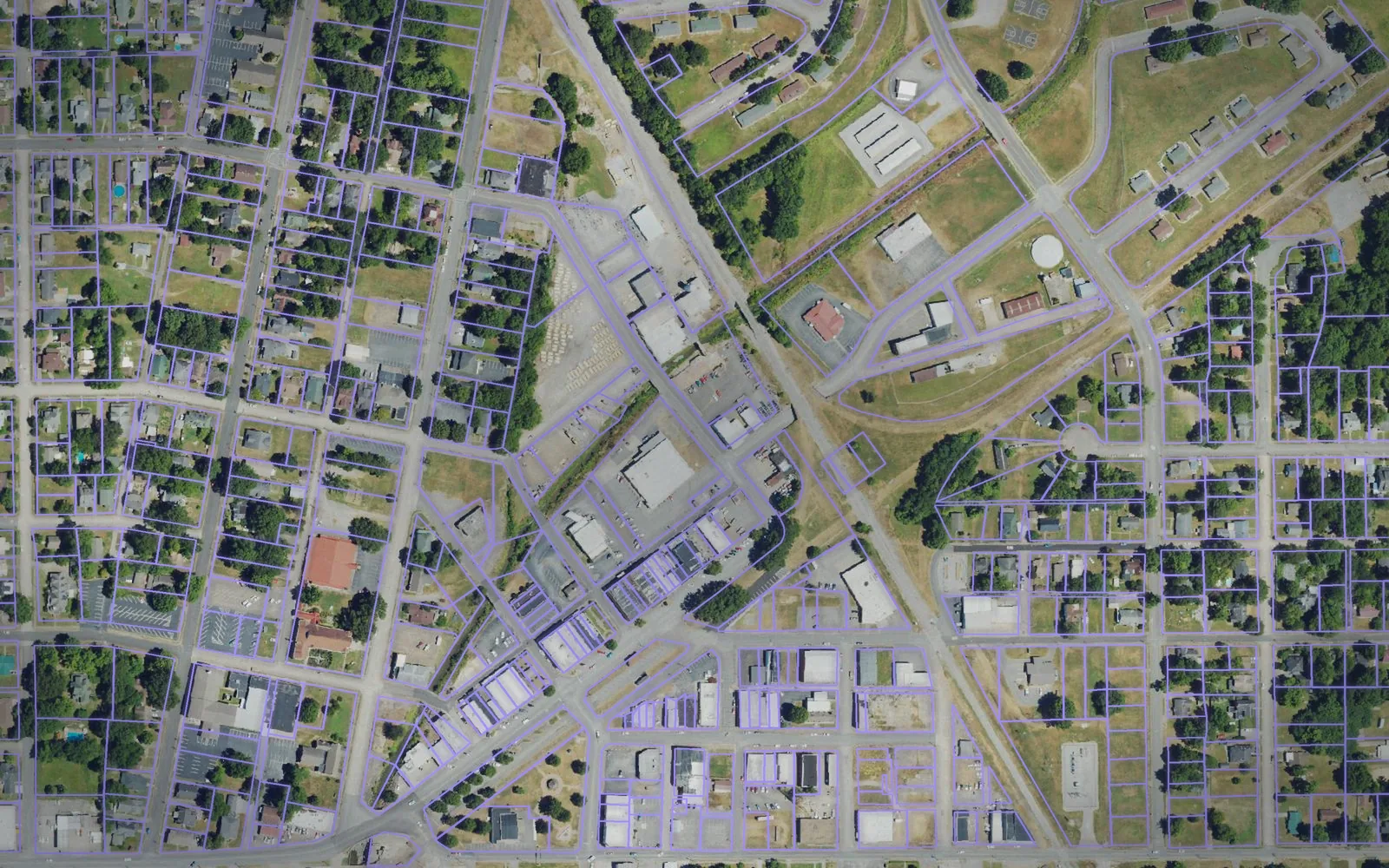 Parcel boundaries over aerial imagery of Fulton County, Kentucky