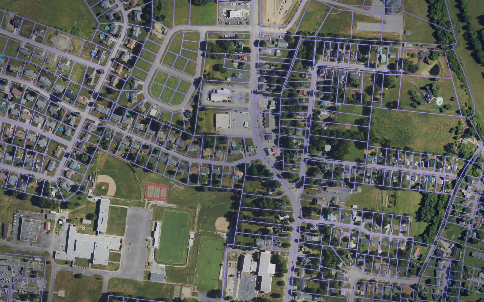 Parcel boundaries over aerial imagery of Garrard County, Kentucky