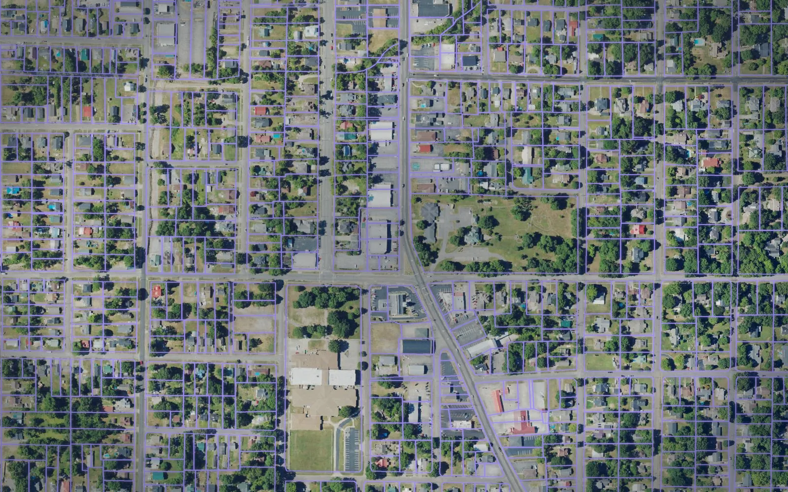 Parcel boundaries over aerial imagery of Graves County, Kentucky