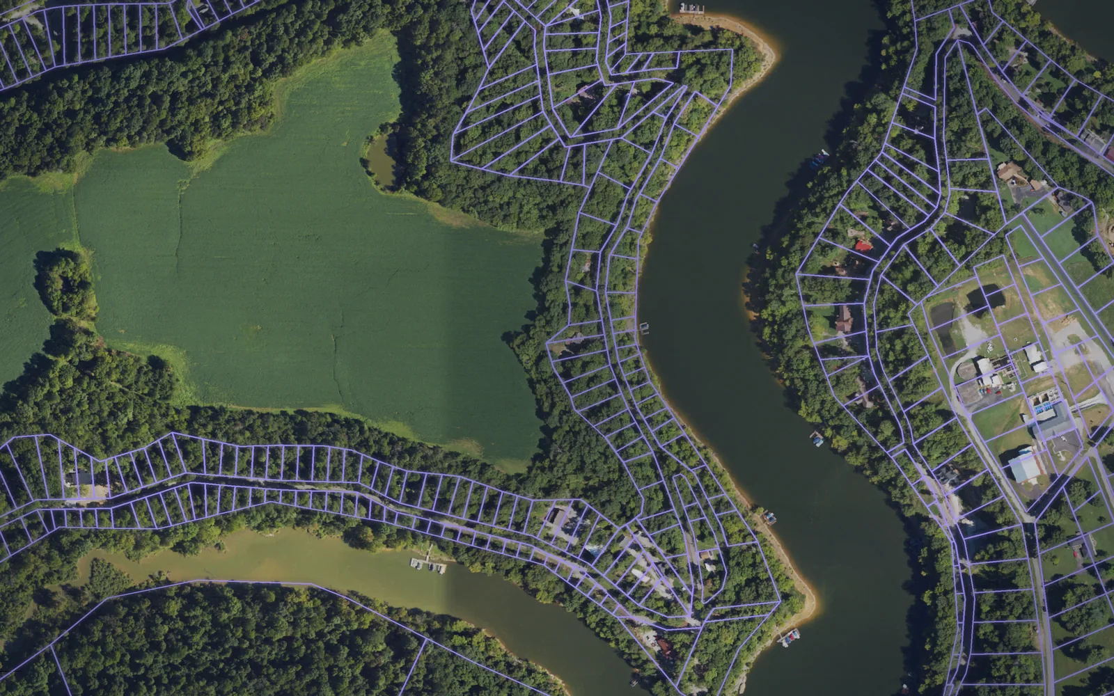 Parcel boundaries over aerial imagery of Grayson County, Kentucky