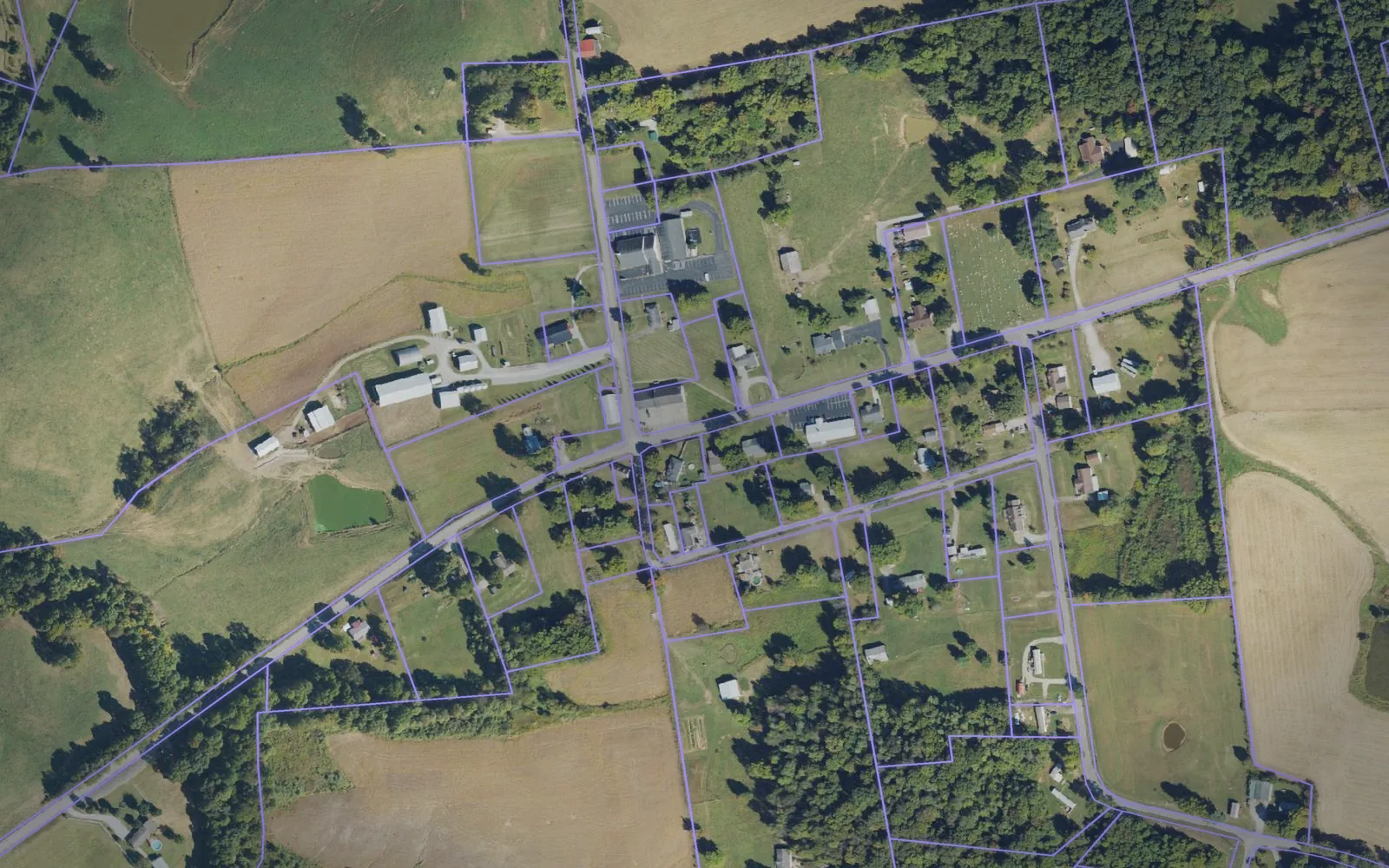 Parcel boundaries over aerial imagery of Hancock County, Kentucky