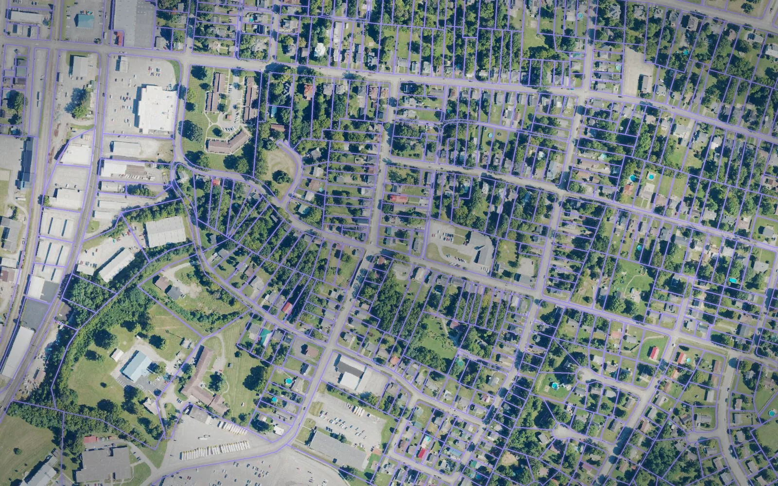 Parcel boundaries over aerial imagery of Harrison County, Kentucky