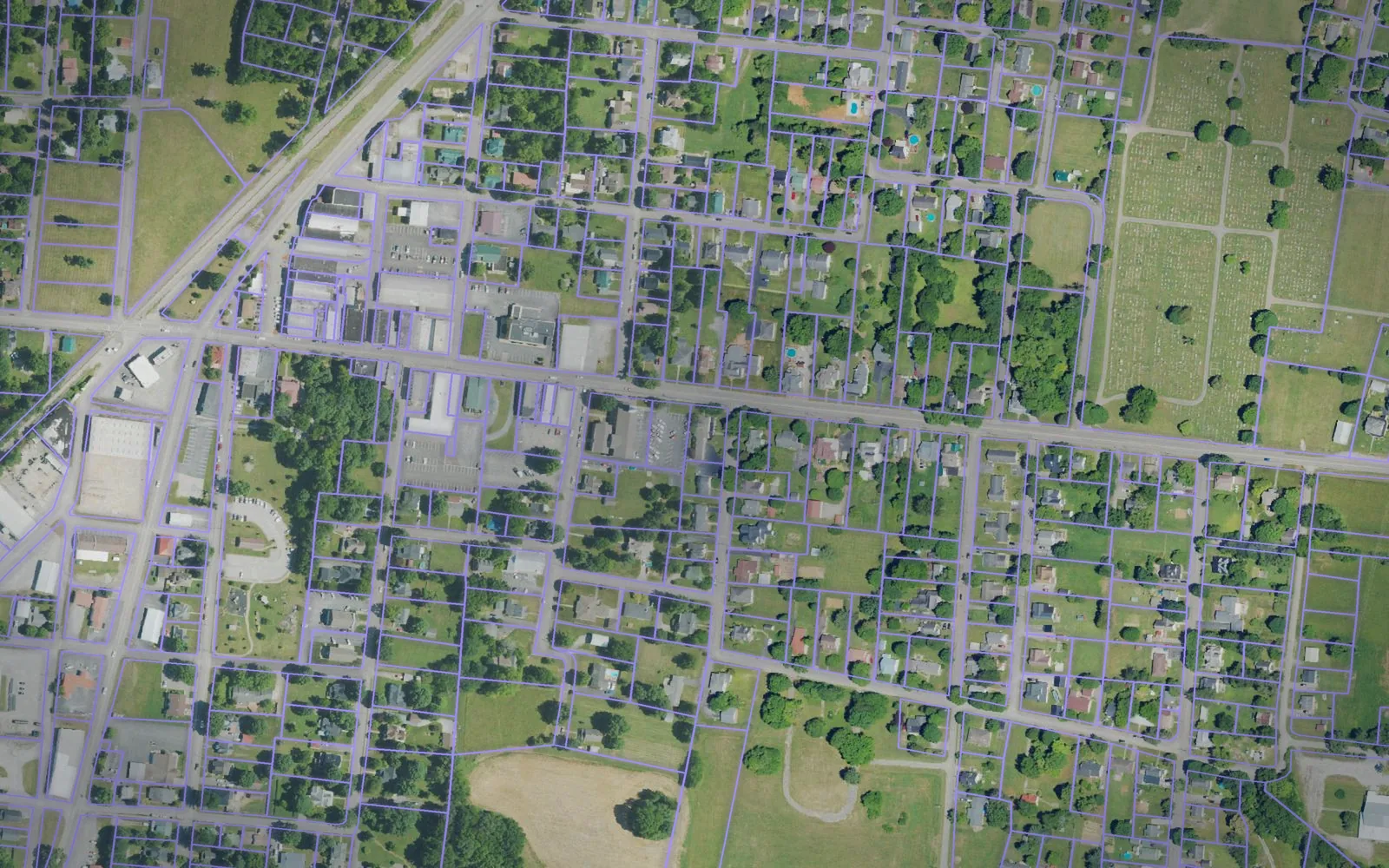 Parcel boundaries over aerial imagery of Hart County, Kentucky