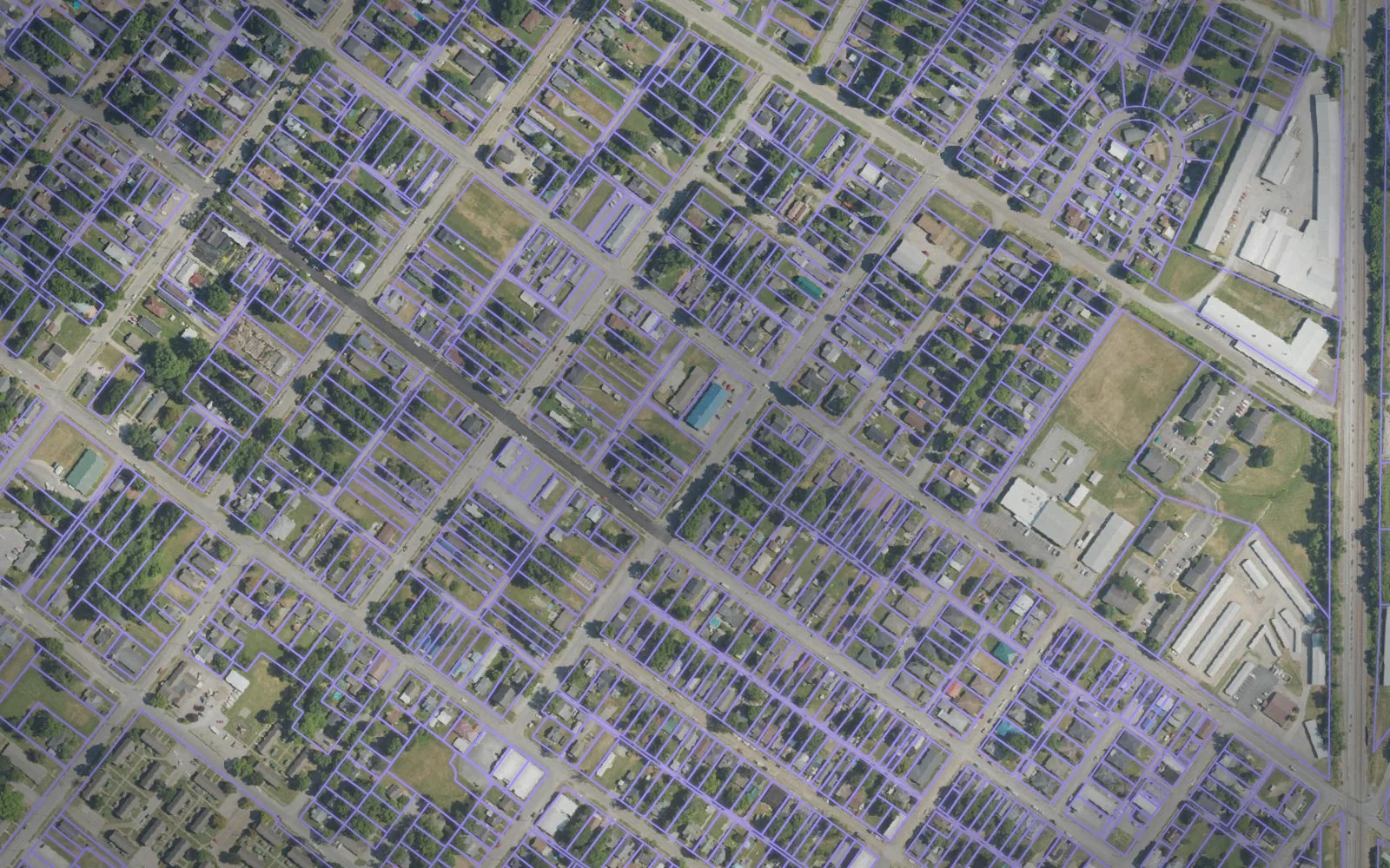 Parcel boundaries over aerial imagery of Henderson County, Kentucky