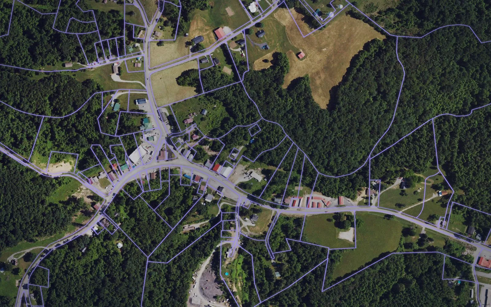 Parcel boundaries over aerial imagery of Jackson County, Kentucky