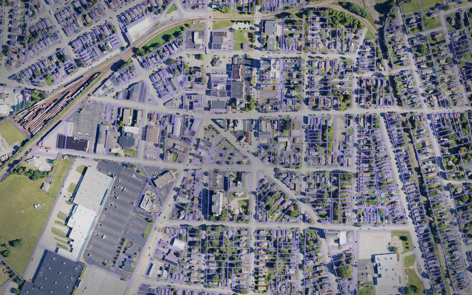 Parcel boundaries over aerial imagery of Kenton County, Kentucky