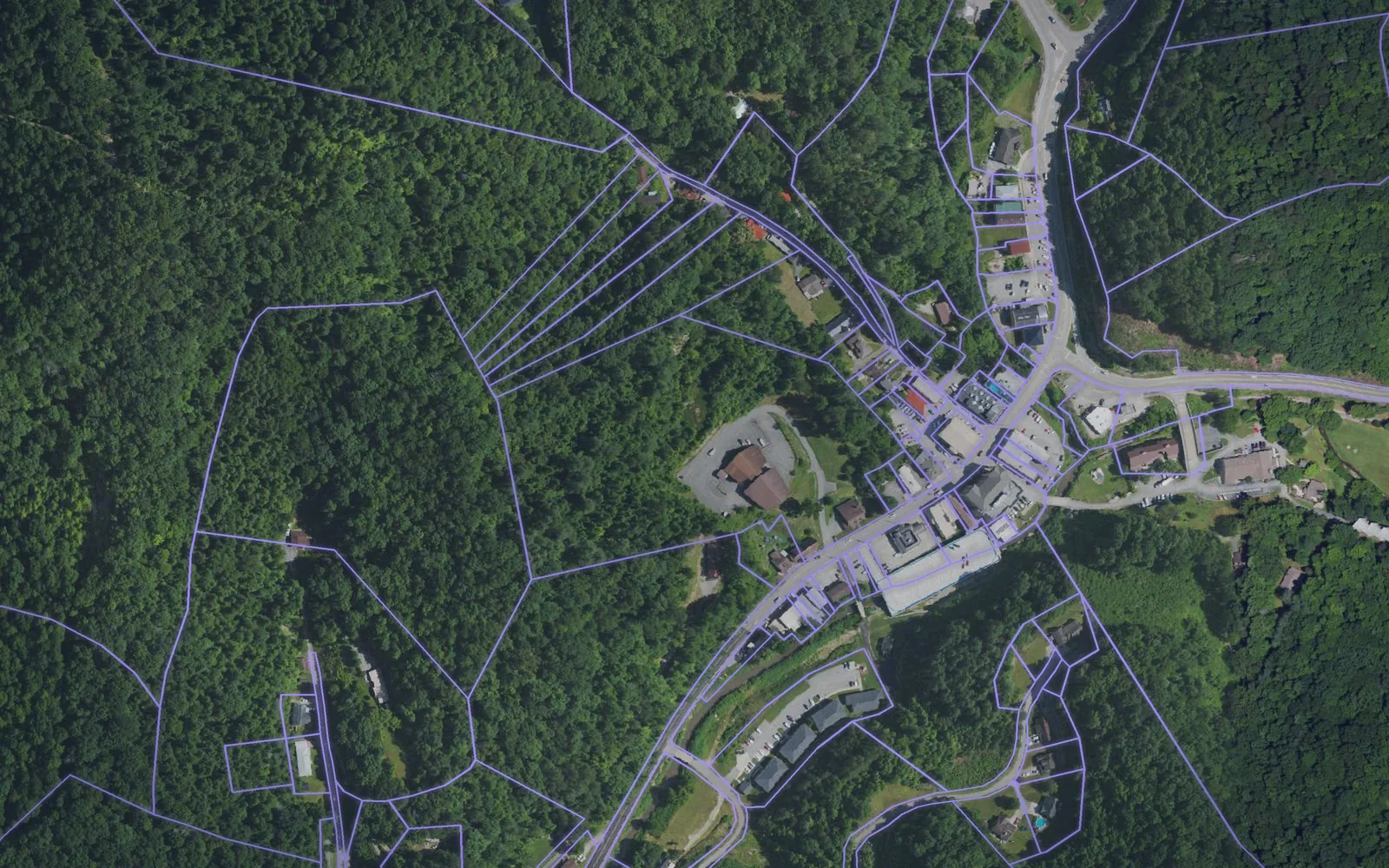 Parcel boundaries over aerial imagery of Knott County, Kentucky