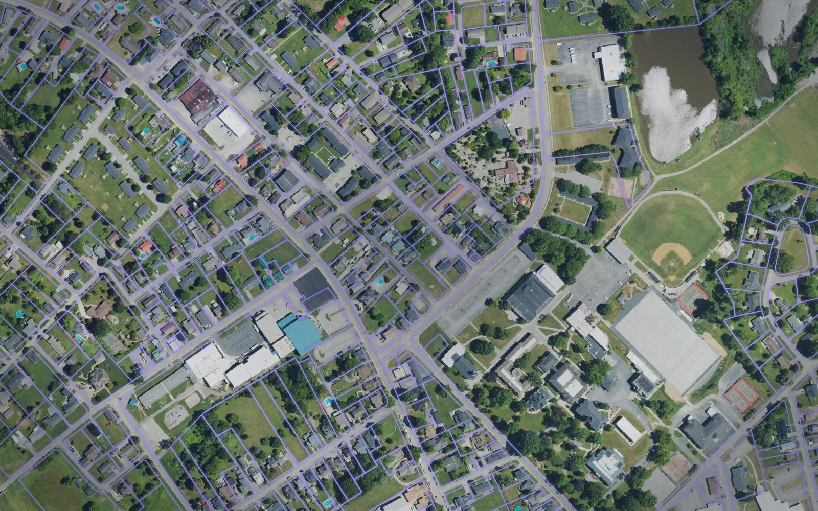 Parcel boundaries over aerial imagery of Knox County, Kentucky