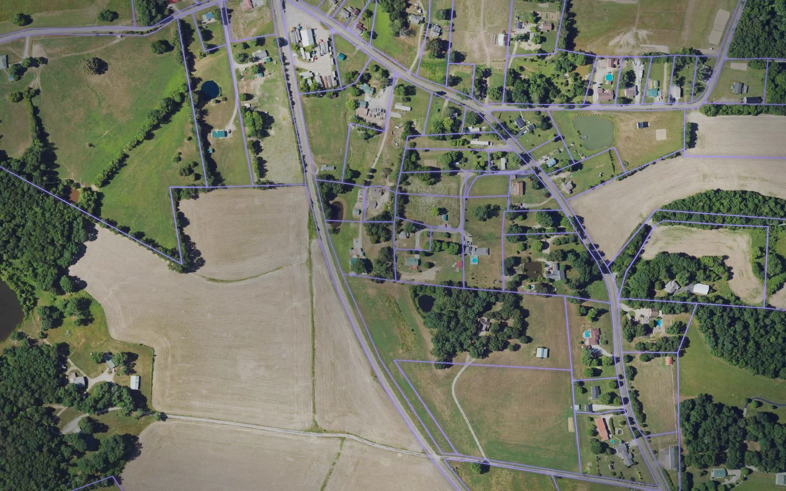 Parcel boundaries over aerial imagery of Larue County, Kentucky