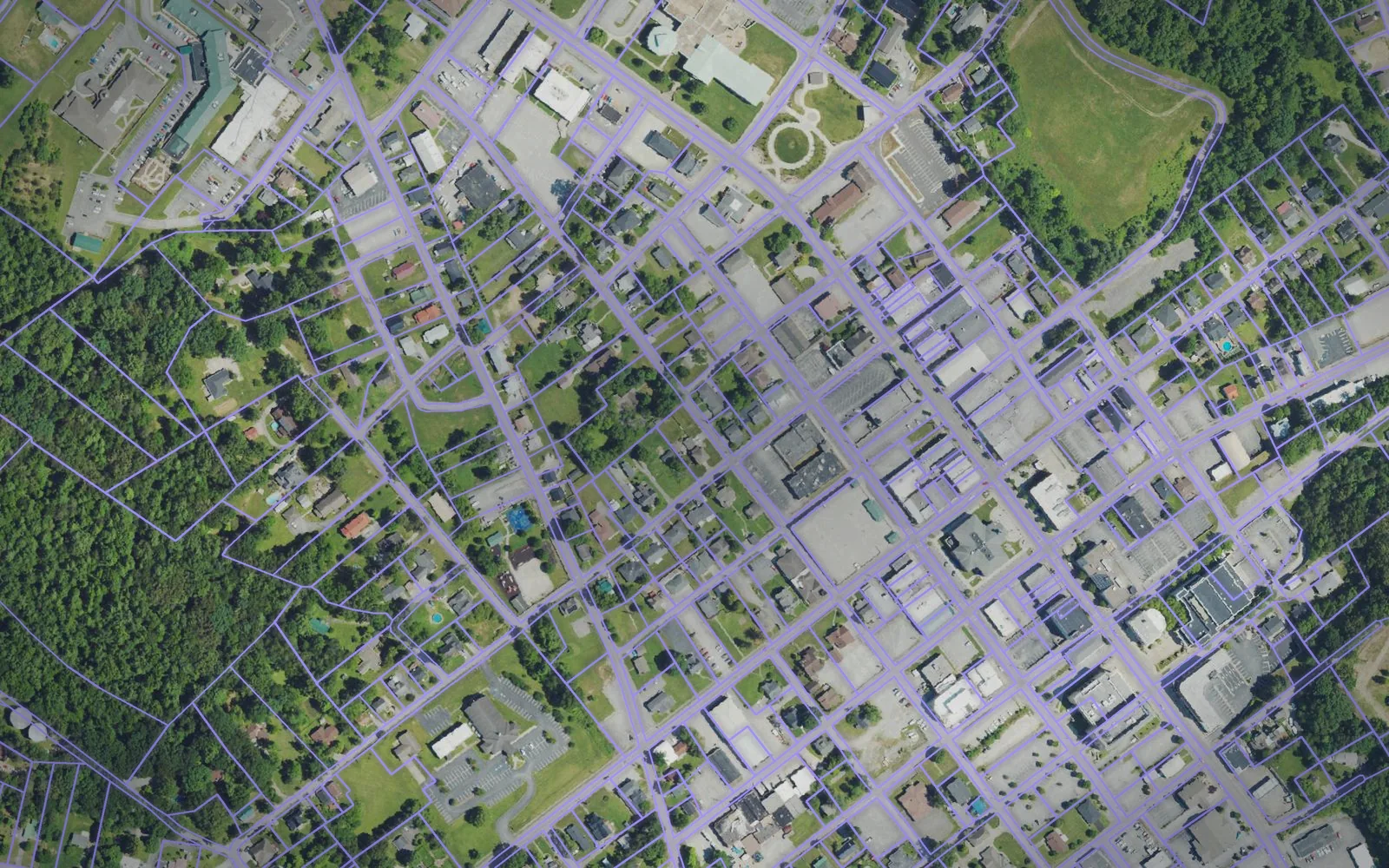 Parcel boundaries over aerial imagery of Laurel County, Kentucky
